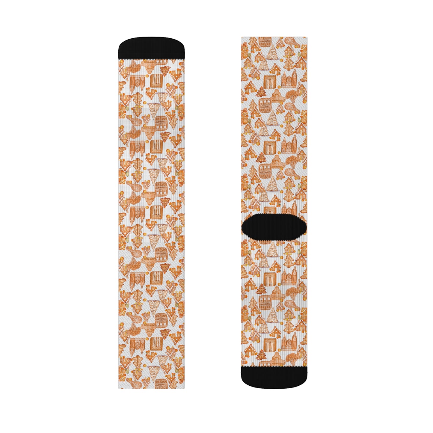 Old Towne Orange Gingerbread Village Socks
