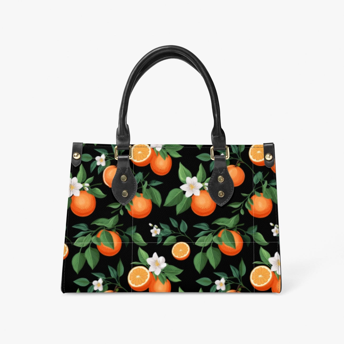 Black Orange Floral Women's Purse - Long Strap