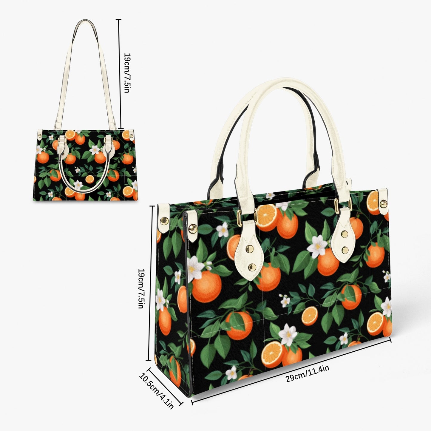 Black Orange Floral Women's Purse - Long Strap