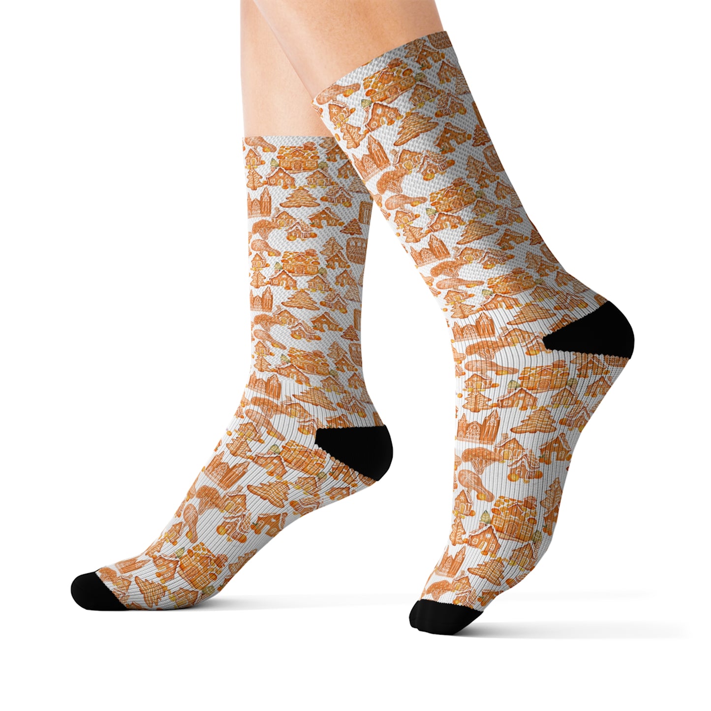 Old Towne Orange Gingerbread Village Socks
