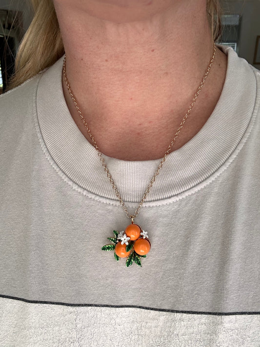Orange Blossom Enamel Necklace