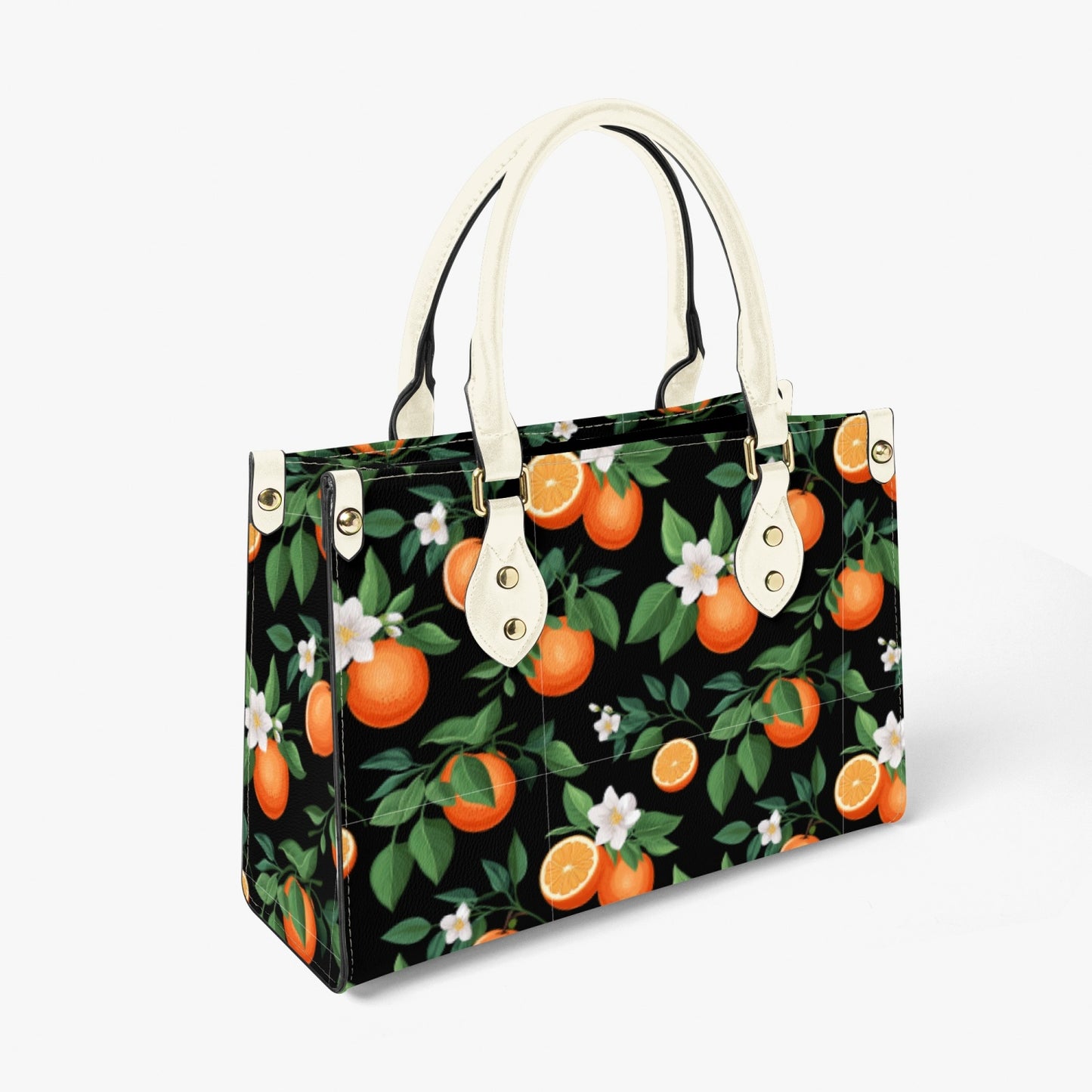 Black Orange Floral Women's Purse - Long Strap