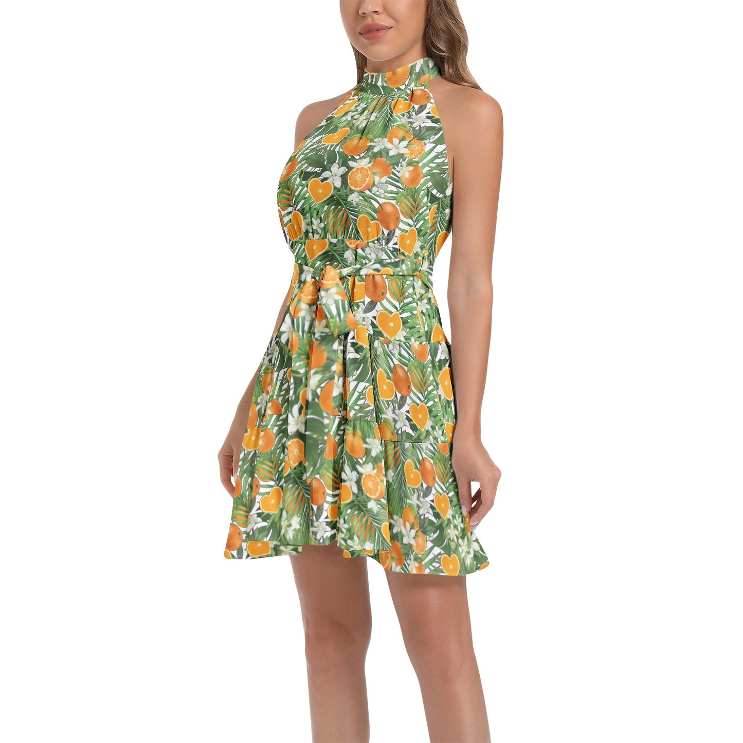Love Orange Ruffle Hem Belted Halter Dress - 50% profits donated to Love Orange
