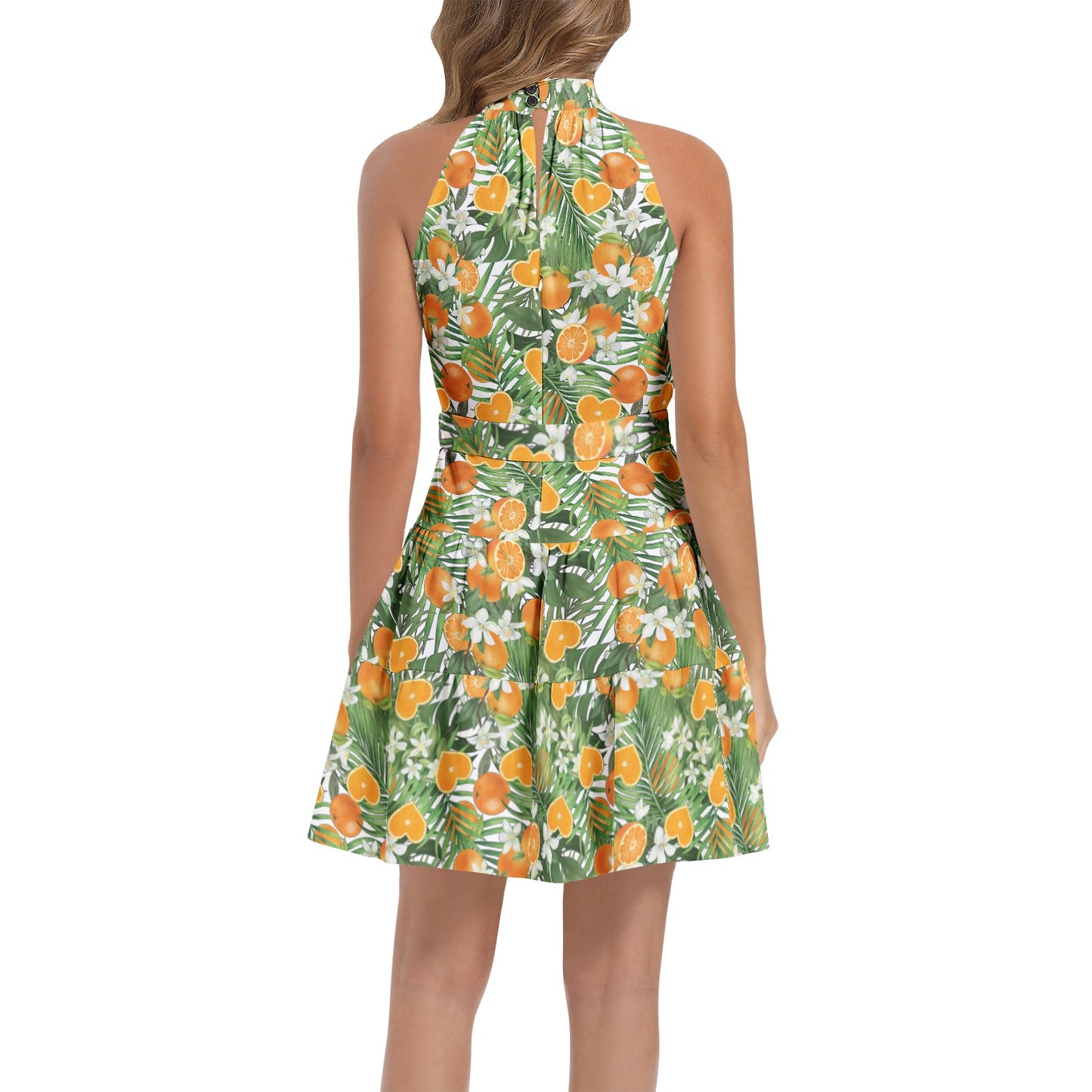 Love Orange Ruffle Hem Belted Halter Dress - 50% profits donated to Love Orange