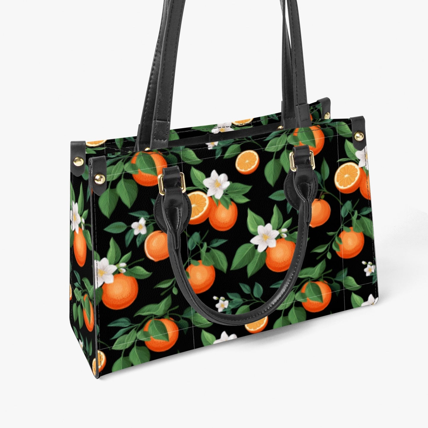 Black Orange Floral Women's Purse - Long Strap