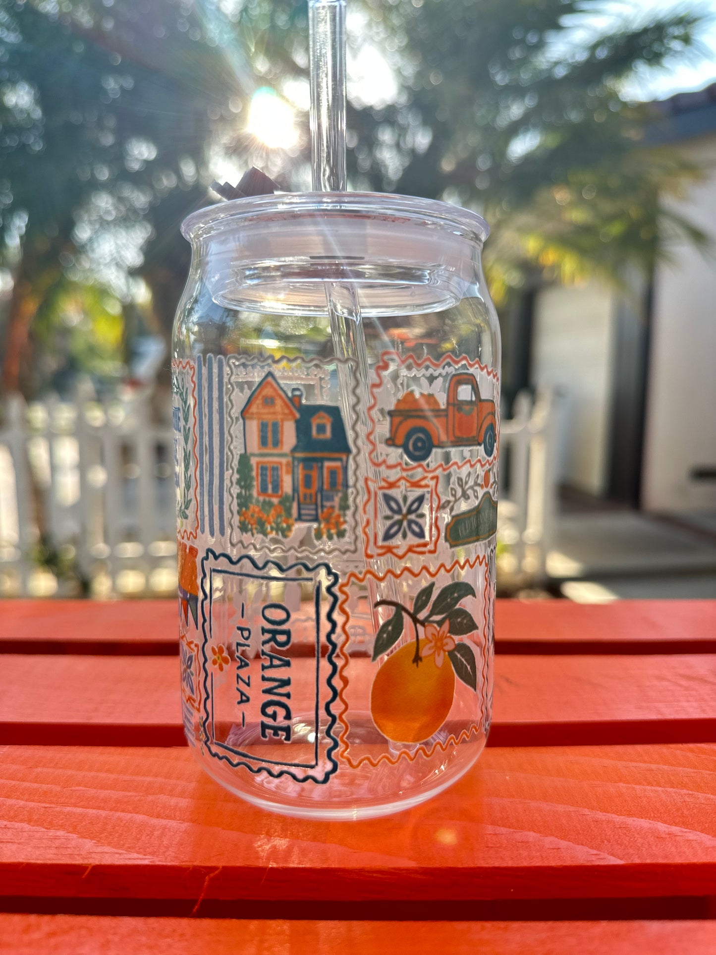 La Dolce Orange Glass Can Cup