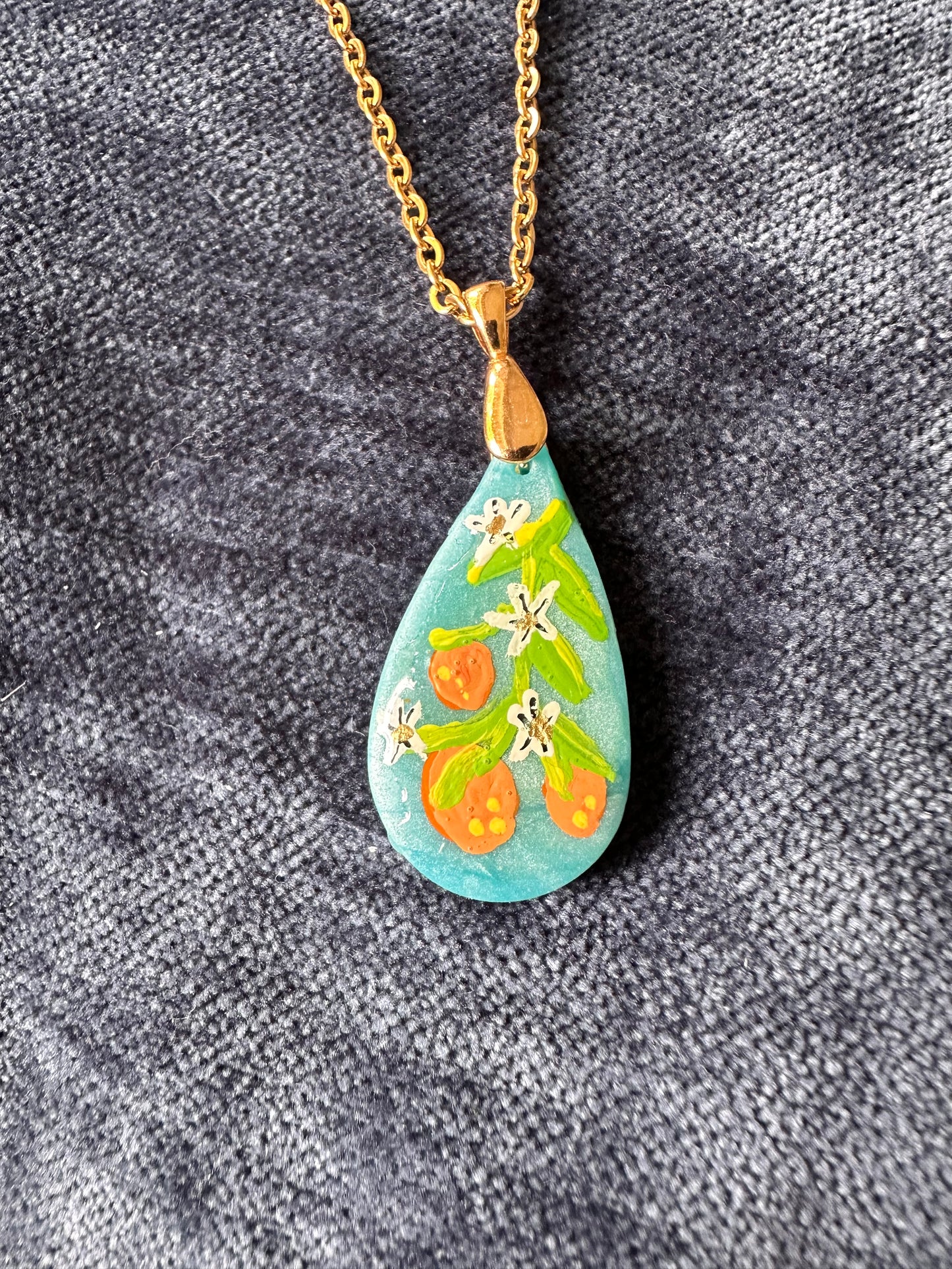 Citrus Blossom Teardrop Pendants