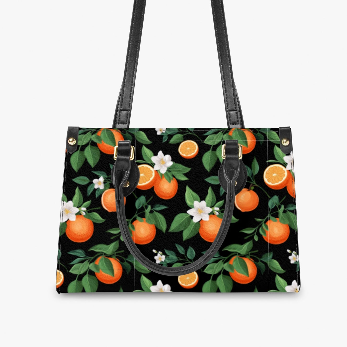 Black Orange Floral Women's Purse - Long Strap