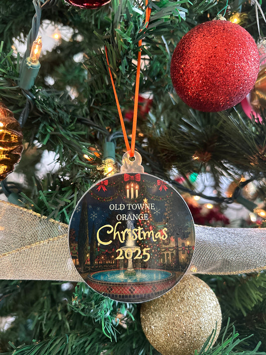 Old Towne Orange Christmas 2025 Ornament – Plaza Fountain & Tree Lighting Keepsake