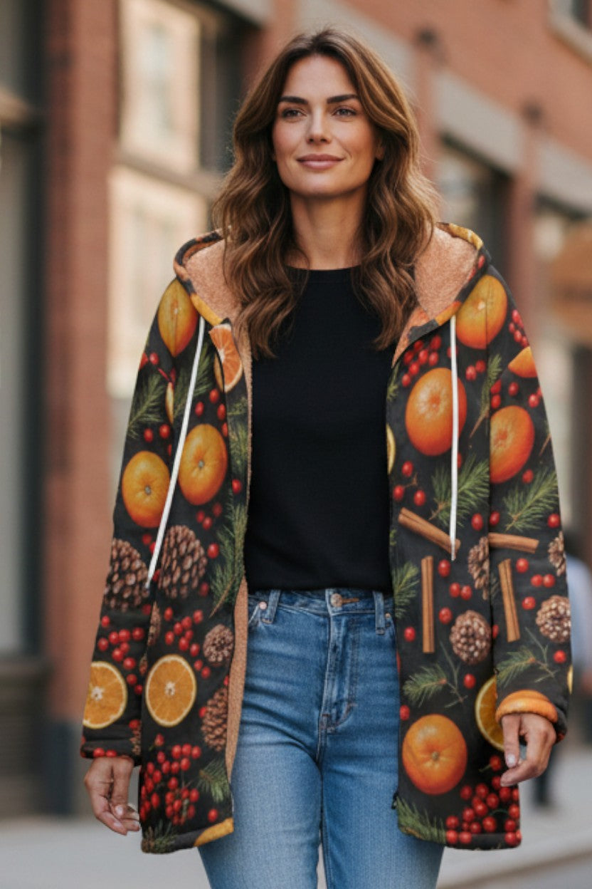 Christmas Citrus Spice Adult Plush Windbreaker