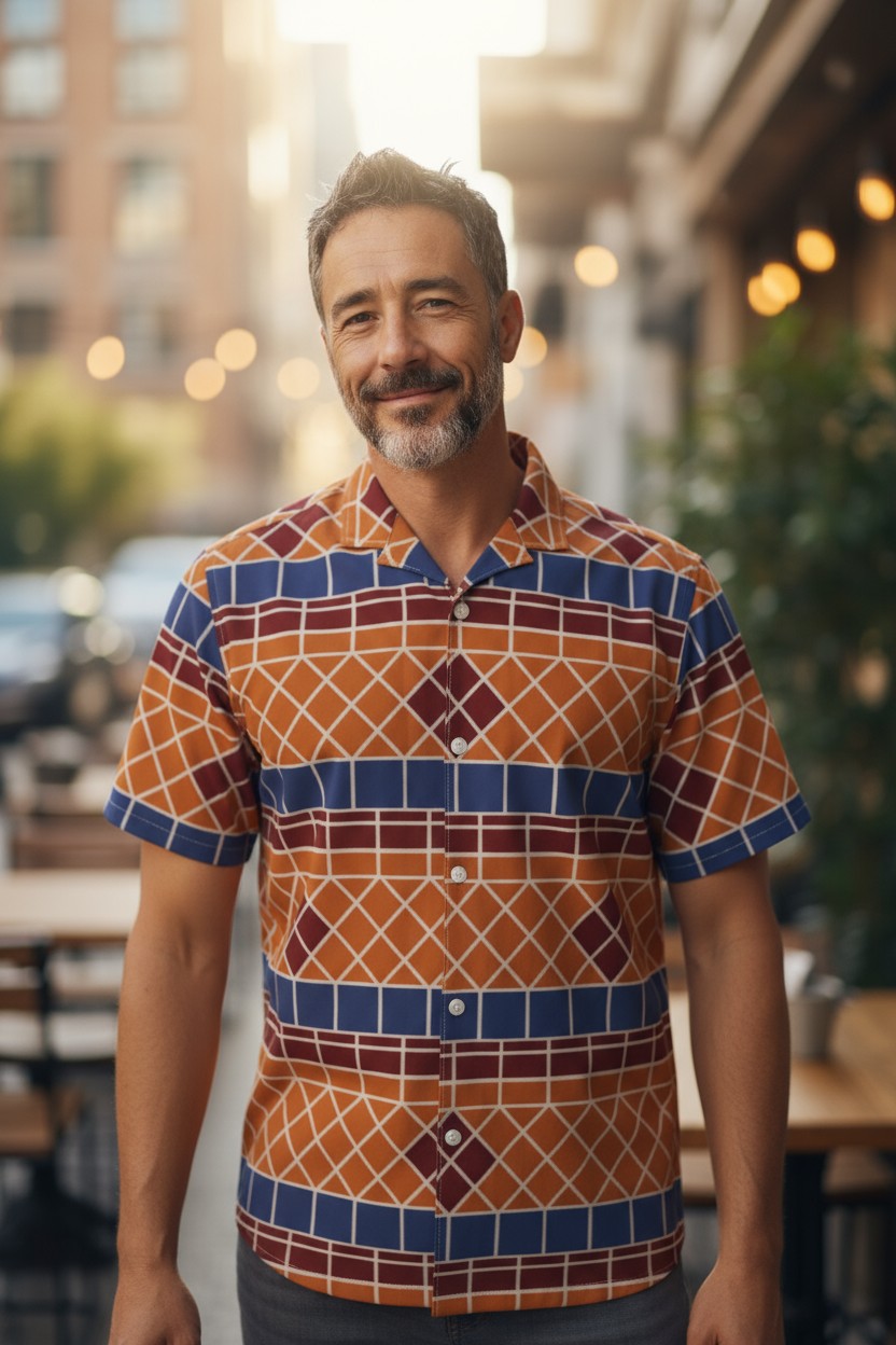 Orange Plaza Fountain Tile Shirt