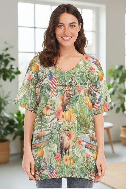Elks Lodge 1475 Tribute Bat-Sleeve Blouse