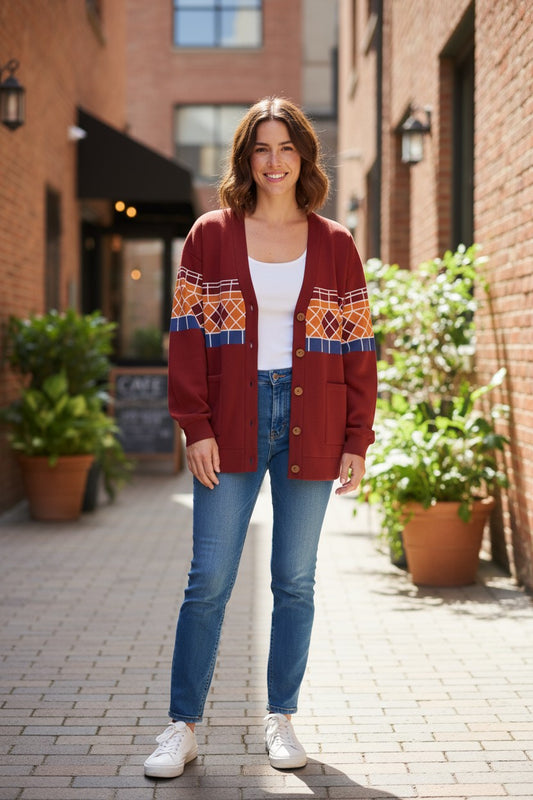 Fountain Tile Fall Knitted Fleece Cardigan