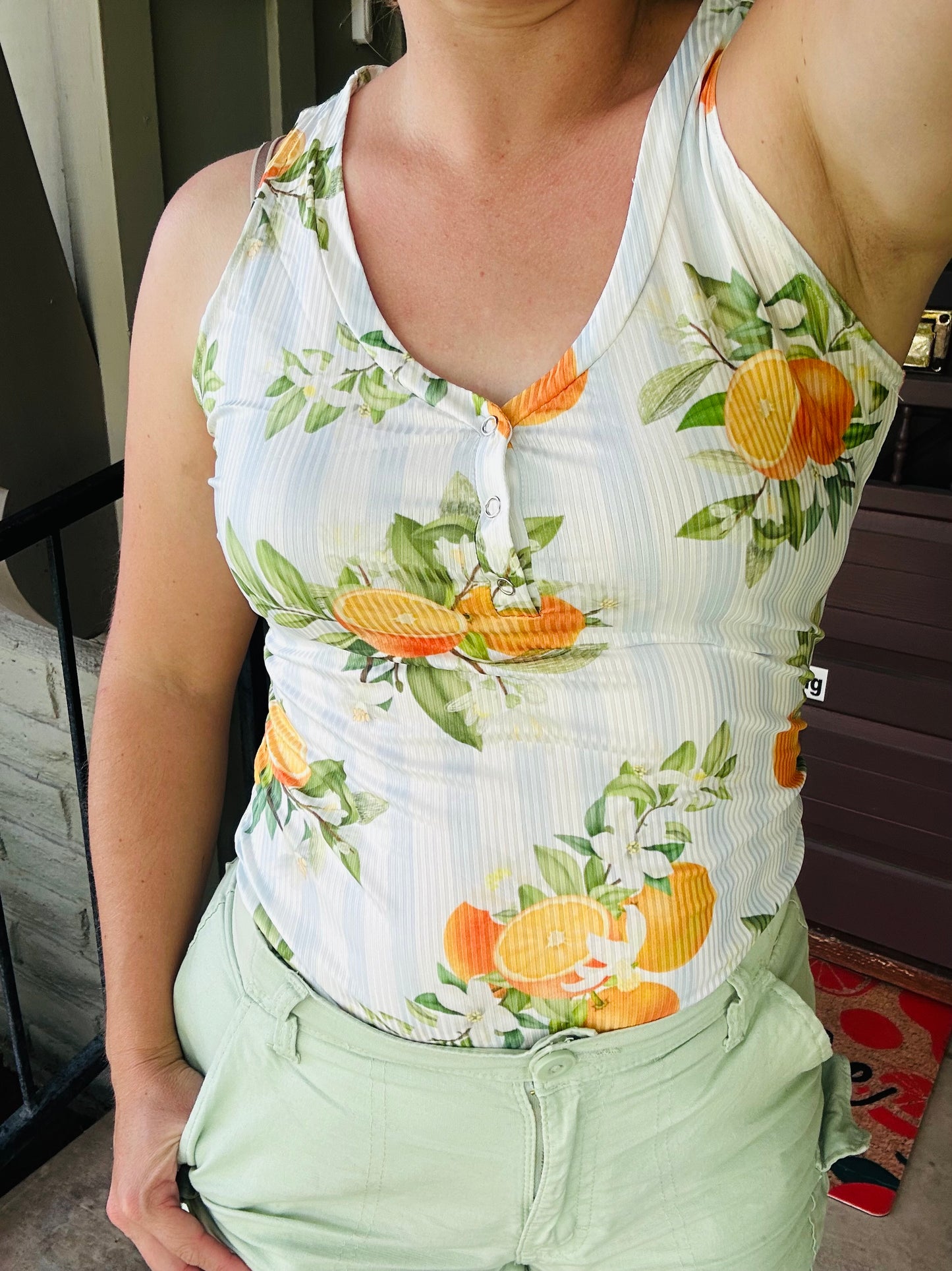 Orange Blossom Striped Tank Top (Available Now)