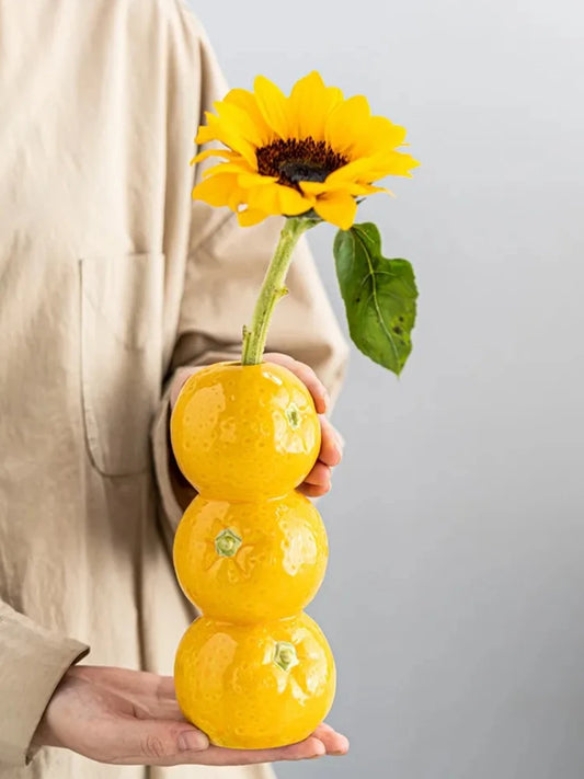 Triple Orange Ceramic Vase