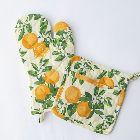 Orange Blossom Oven Mitt Set