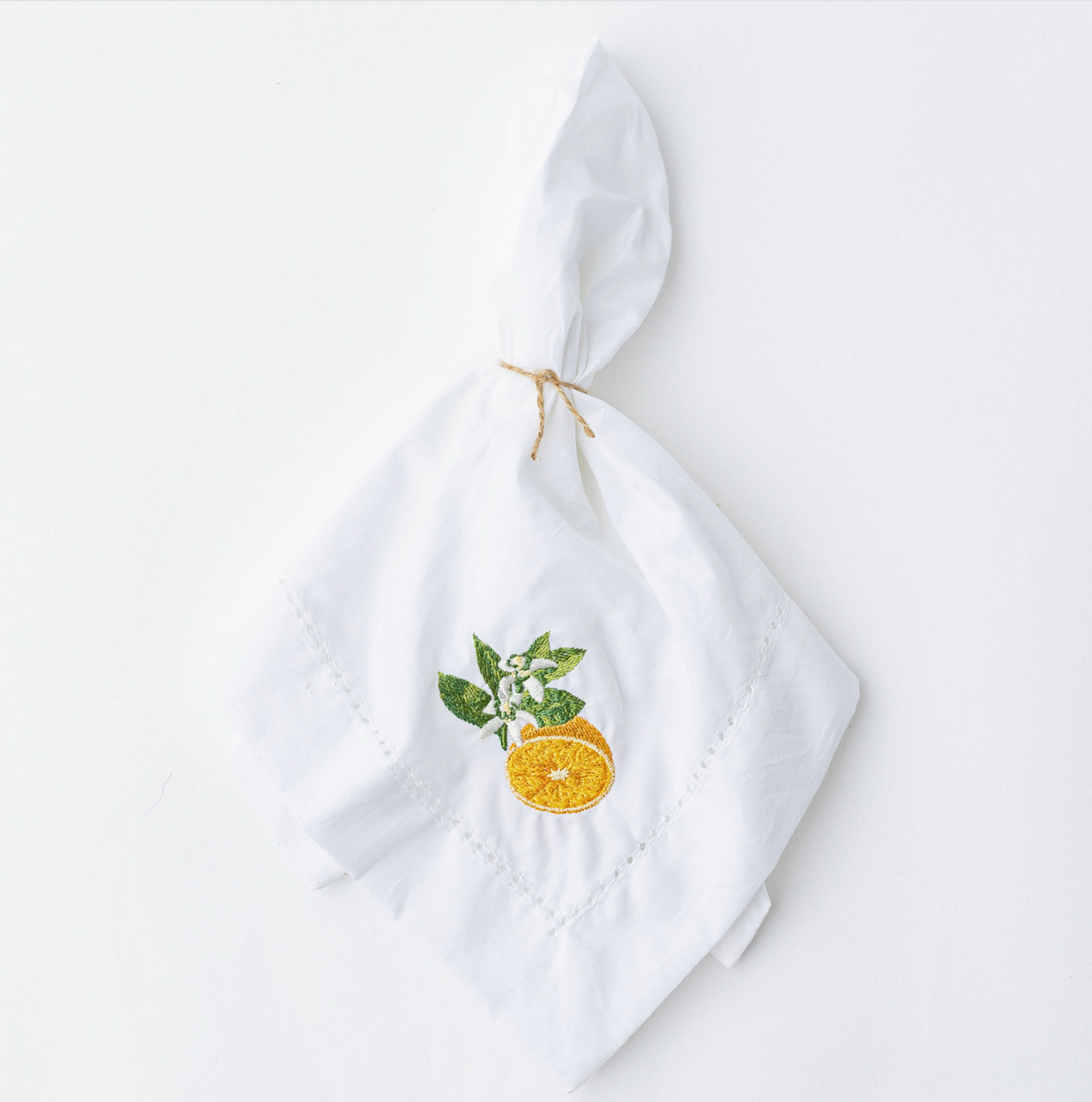Orange Blossom Embroidered Dinner Napkin
