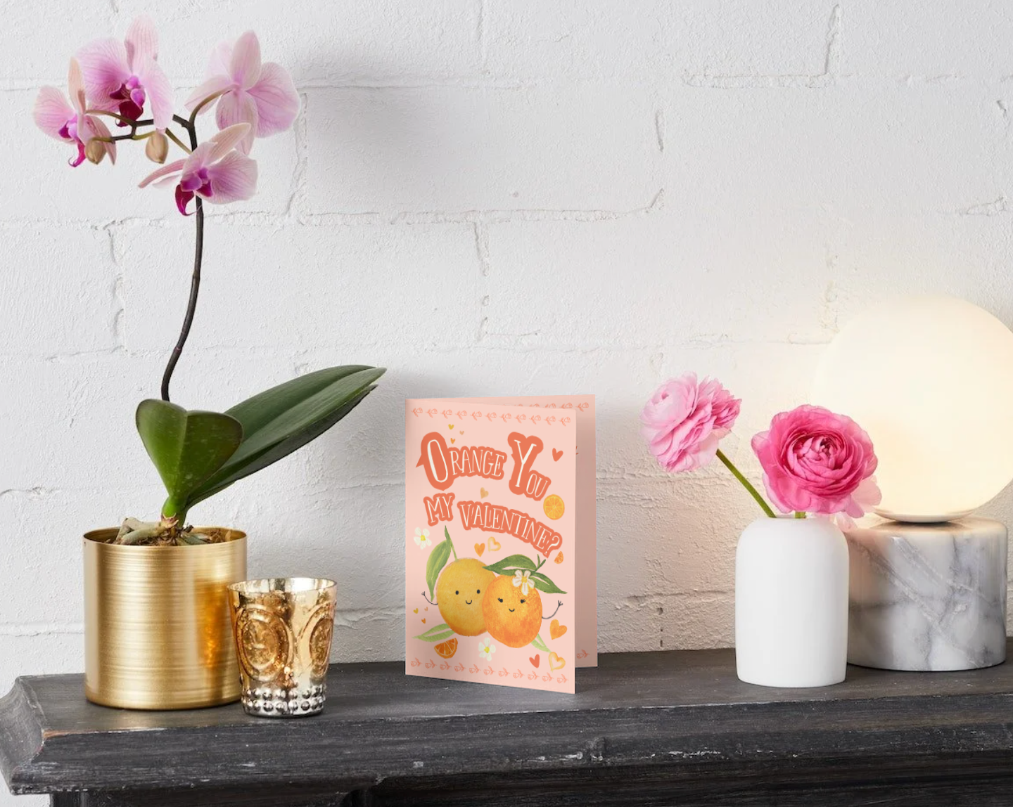 🍊 Orange You My Valentine? Greeting Card