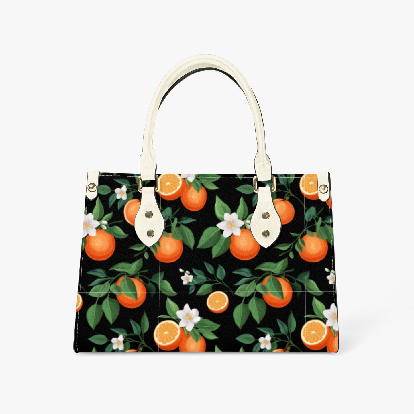 Black Orange Floral Women's Purse - Long Strap