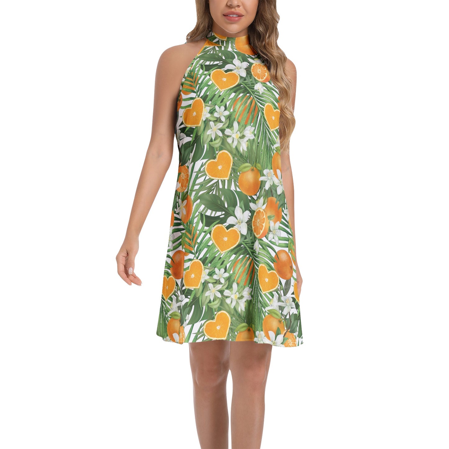 Love Orange Tie Back Halter Neck Flared Dress - 50% profits donated to Love Orange