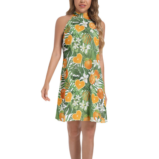 Love Orange Tie Back Halter Neck Flared Dress - 50% profits donated to Love Orange