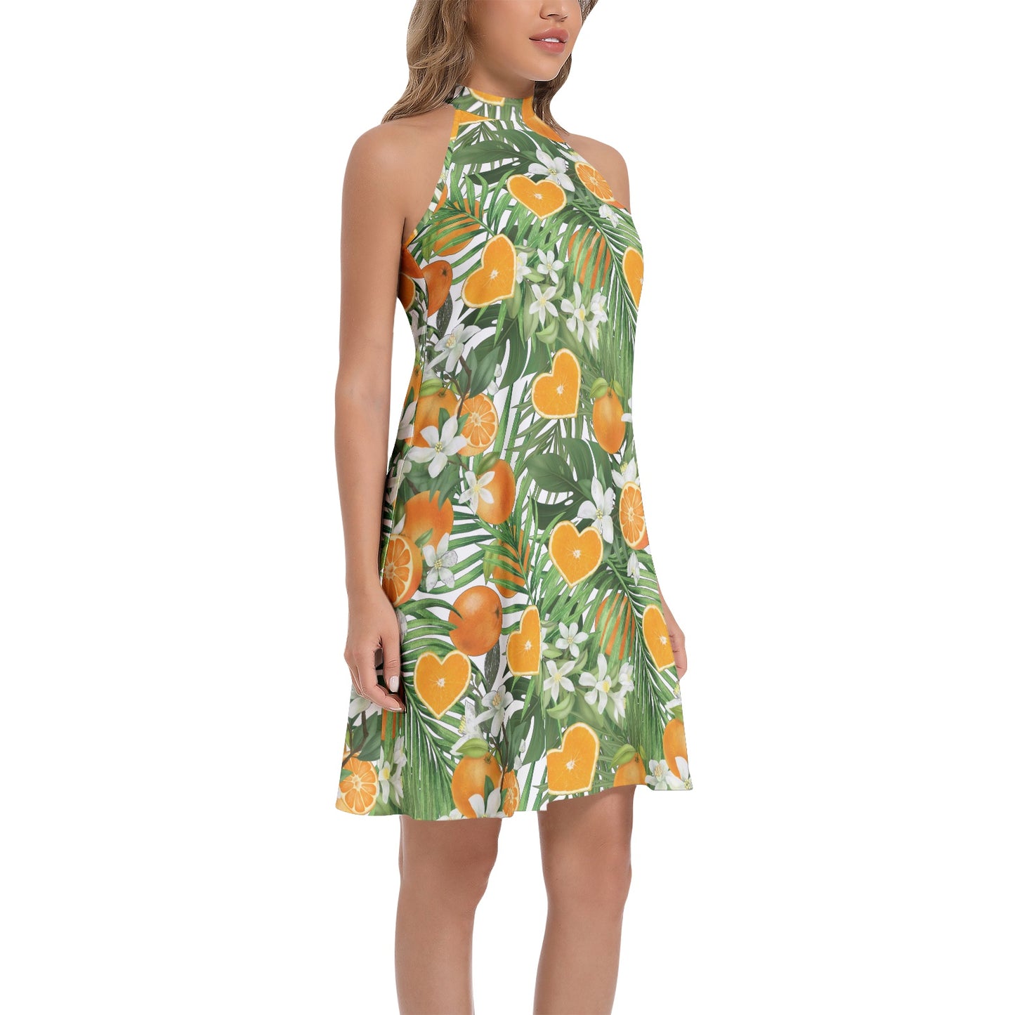 Love Orange Tie Back Halter Neck Flared Dress - 50% profits donated to Love Orange