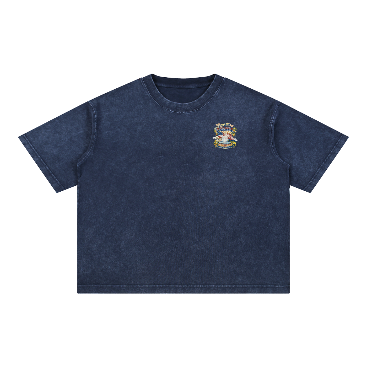 God Bless Orange Mineral Wash Boxy Tee