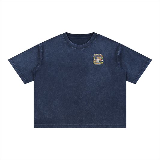 God Bless Orange Mineral Wash Boxy Tee