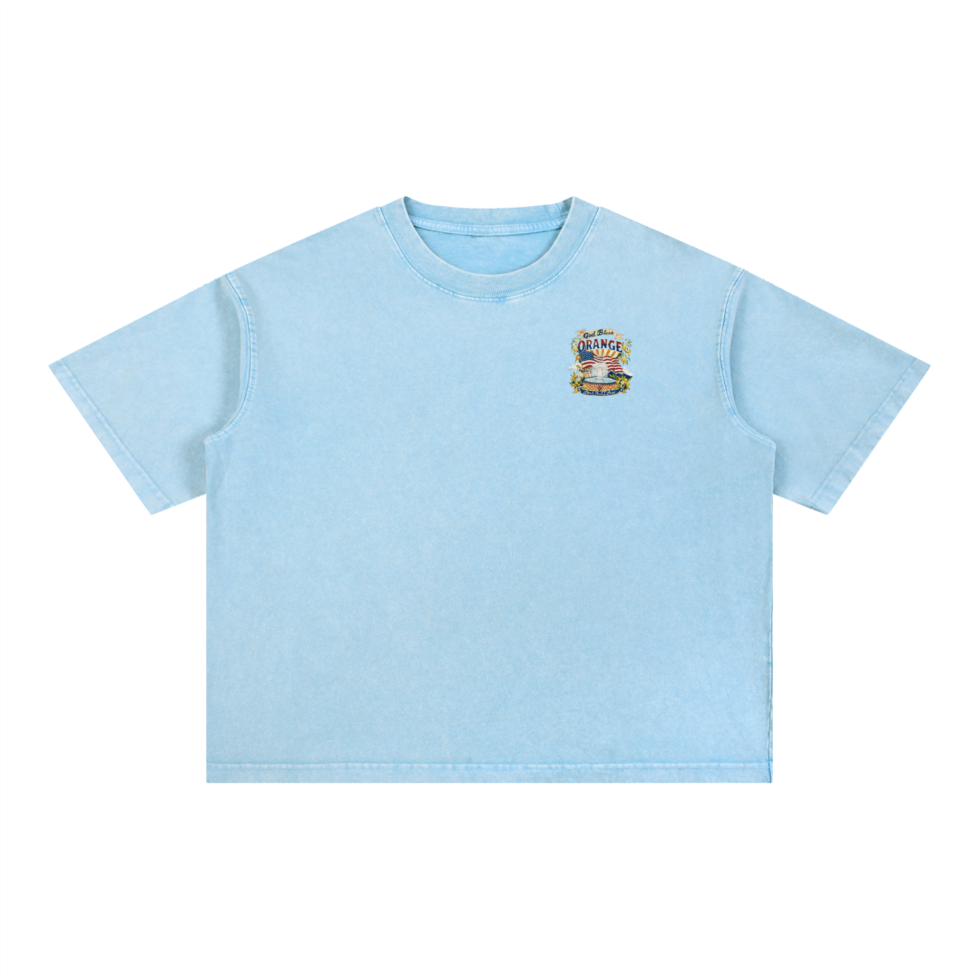 God Bless Orange Mineral Wash Boxy Tee
