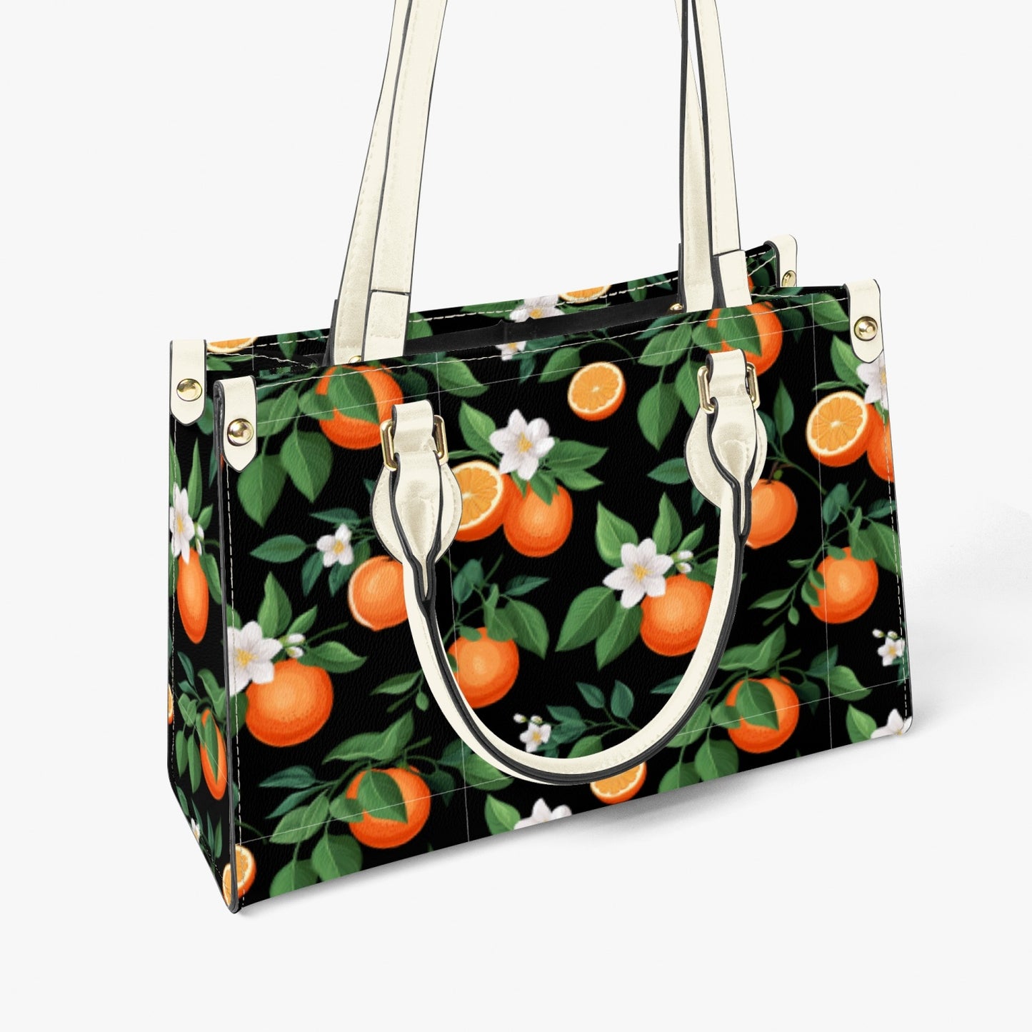 Black Orange Floral Women's Purse - Long Strap