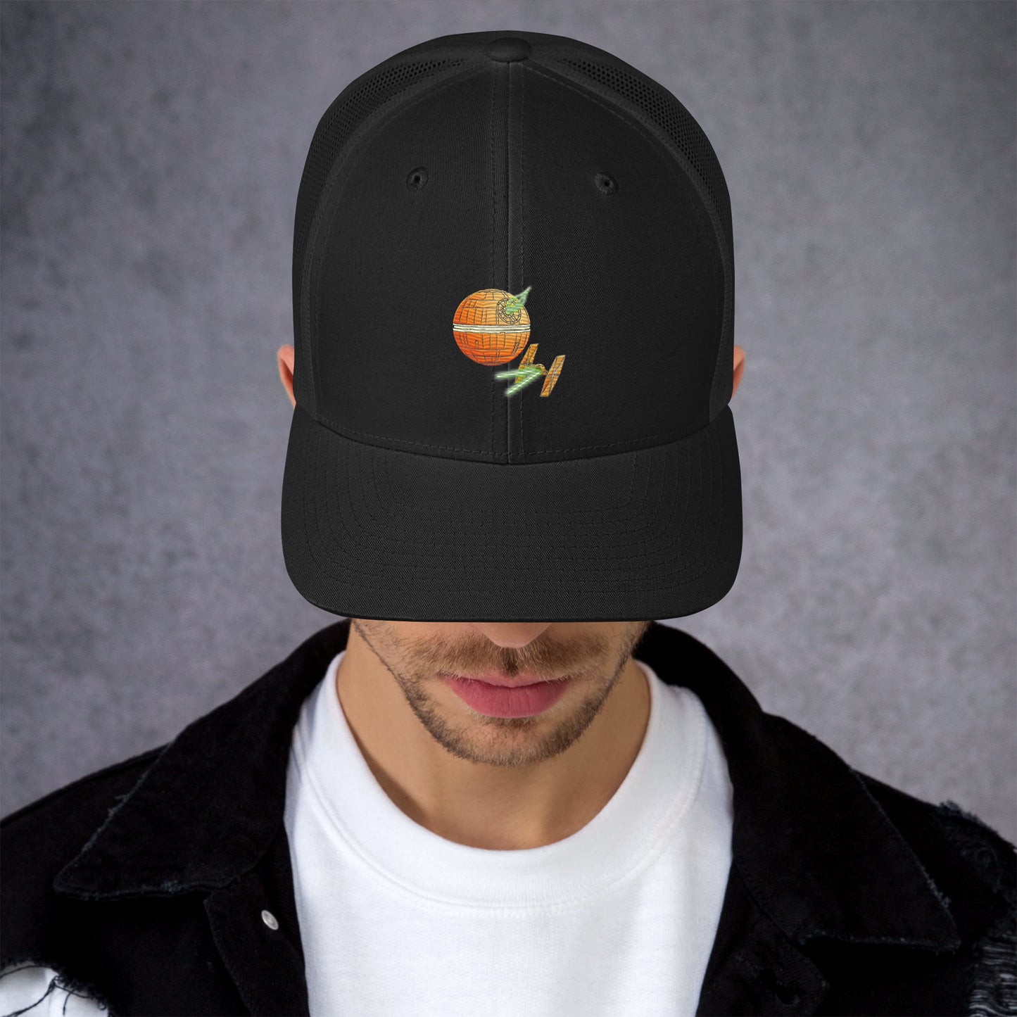 Orange Space Station Trucker Cap