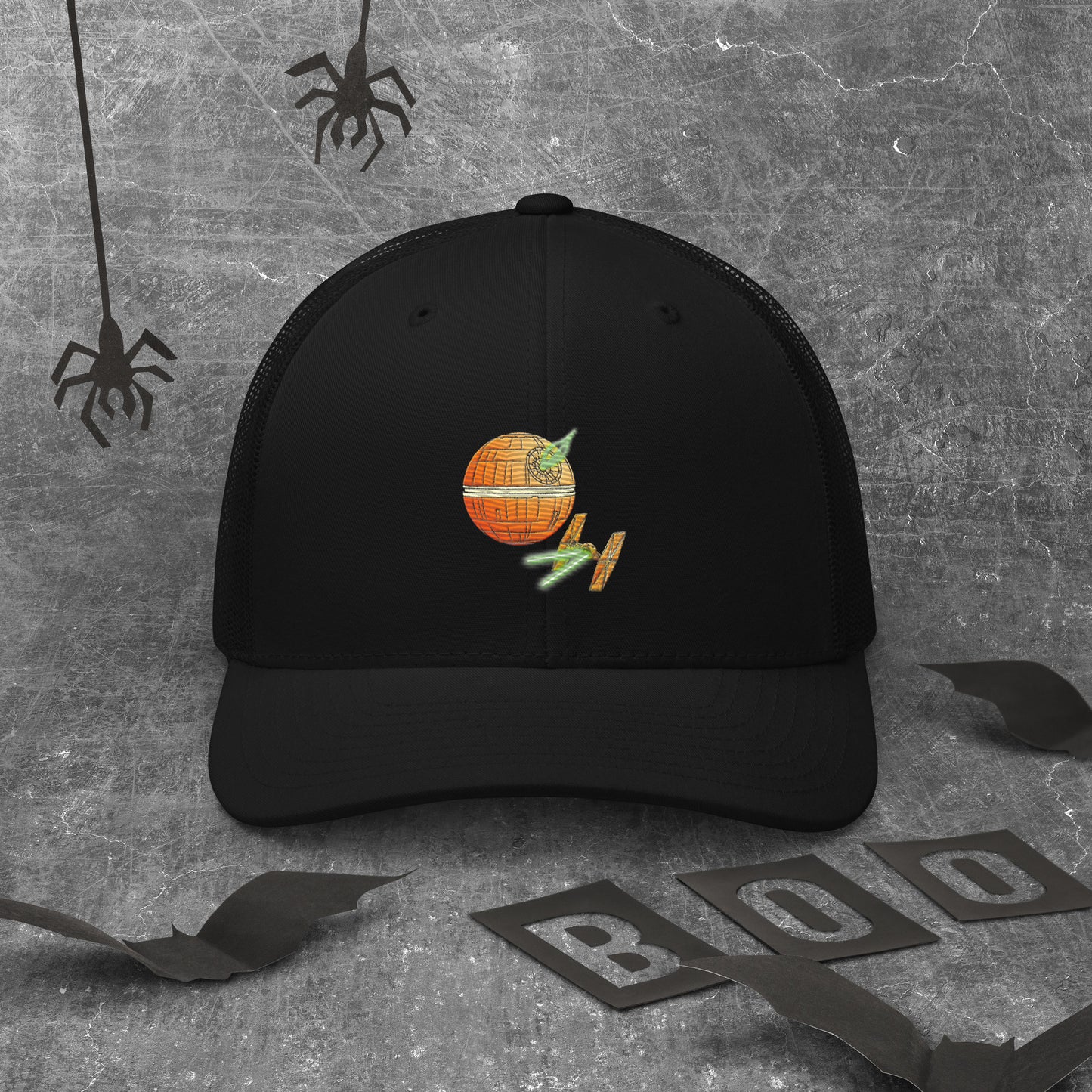 Orange Space Station Trucker Cap