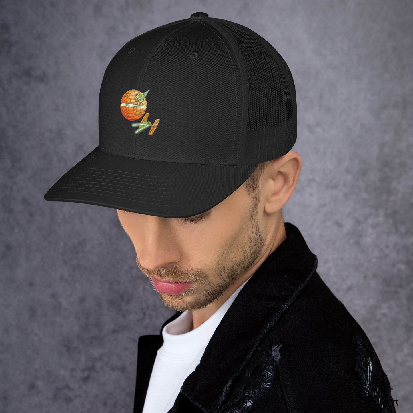 Orange Space Station Trucker Cap