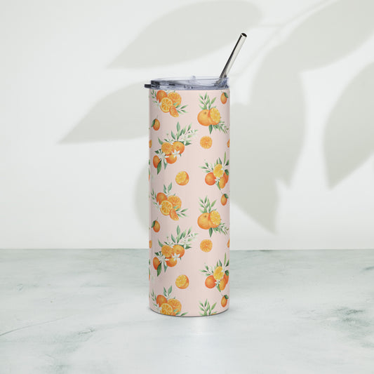 Orange Citrus Floral Stainless steel tumbler