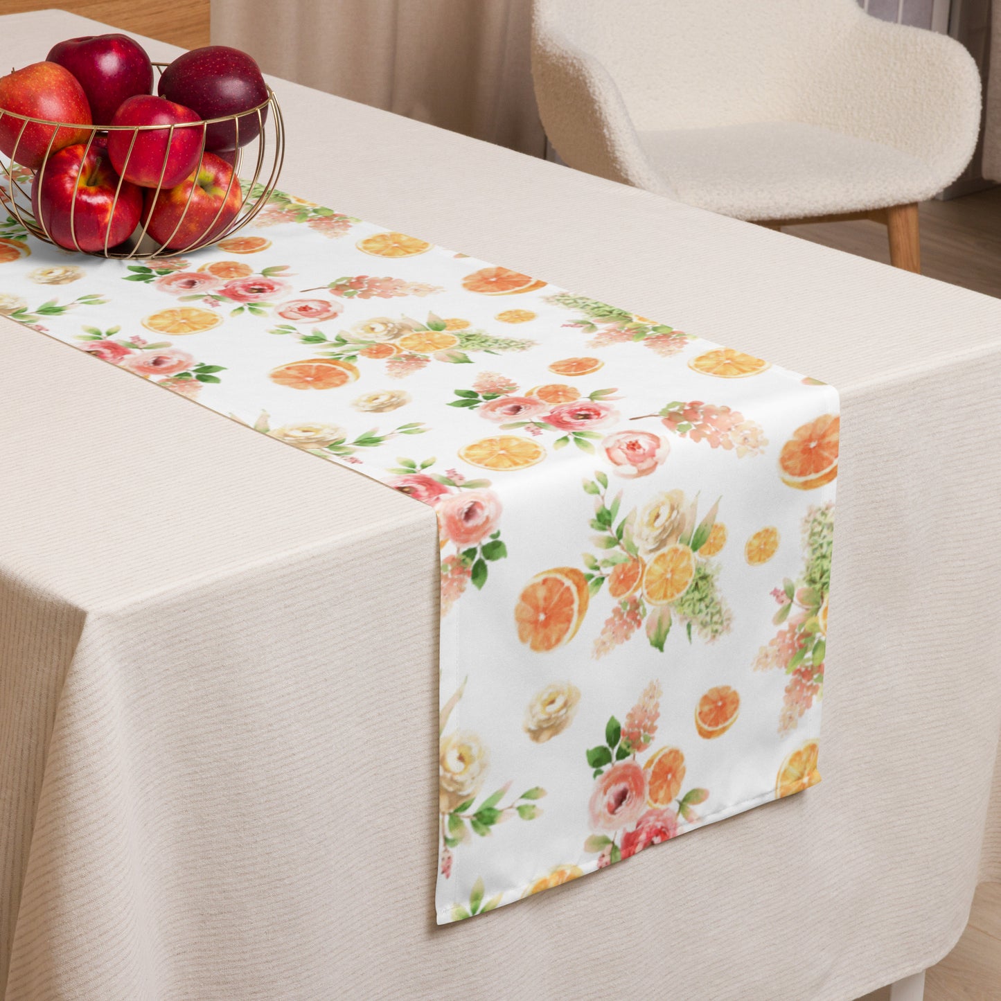 Orange Spring Floral Table runner