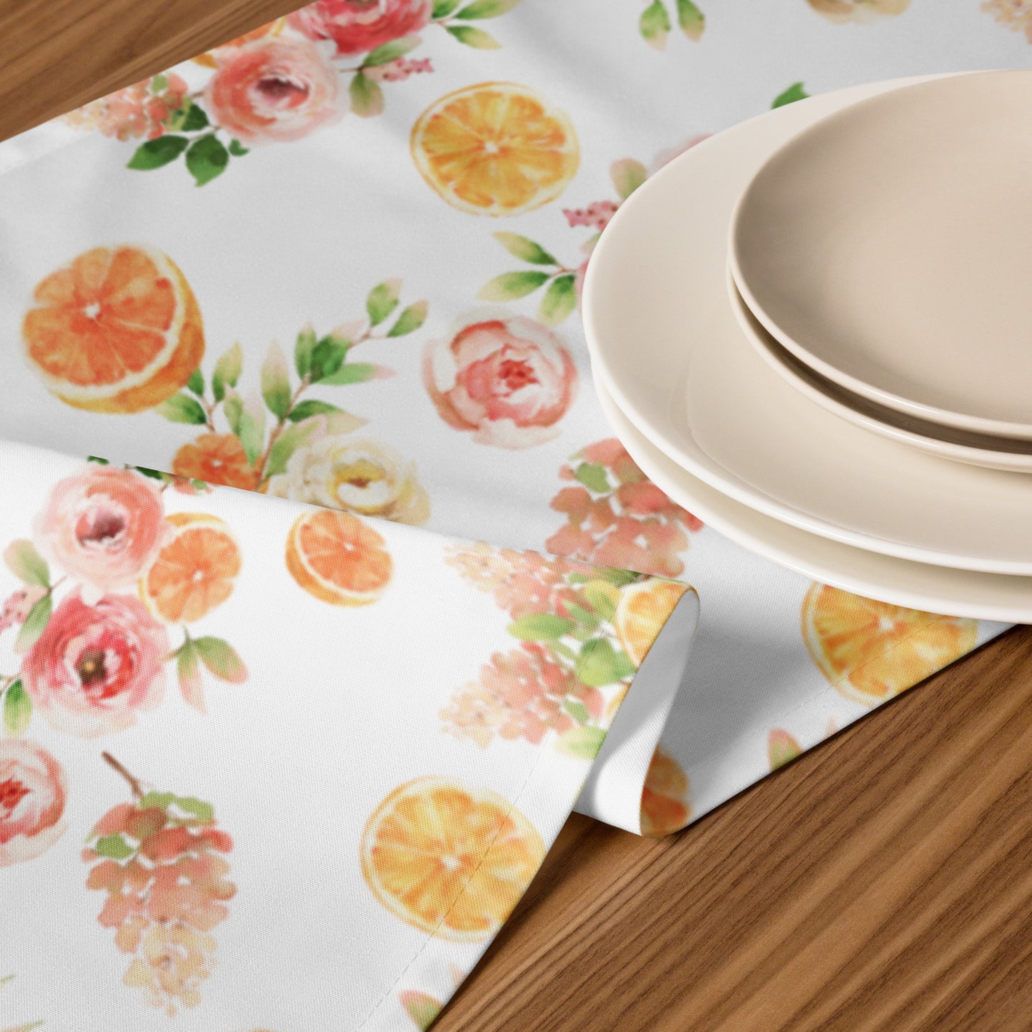 Orange Spring Floral Table runner