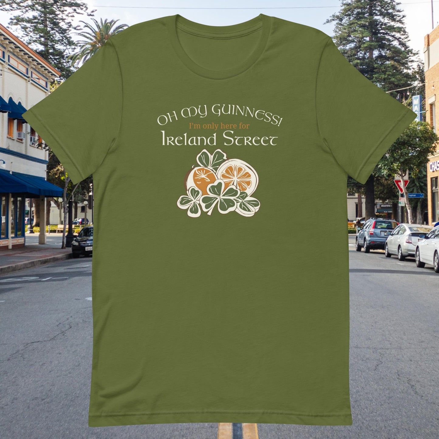 Oh my Guinness! Ireland Street Olive Green! Unisex t-shirt