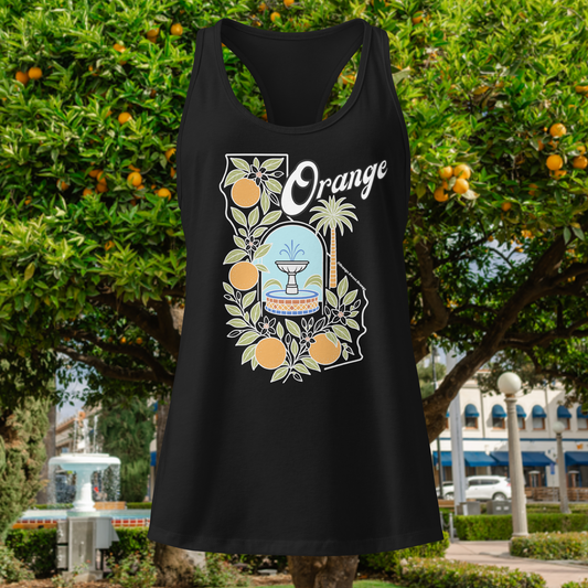 Orange California Womens' Racerback Tank Black – Retro Edition