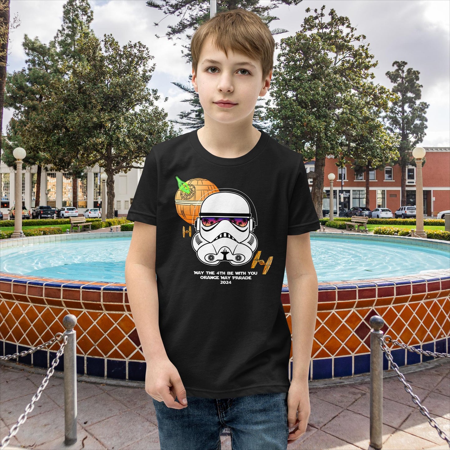 "May the 4th be with You, Orange!: - Youth Short Sleeve T-Shirt in BLACK