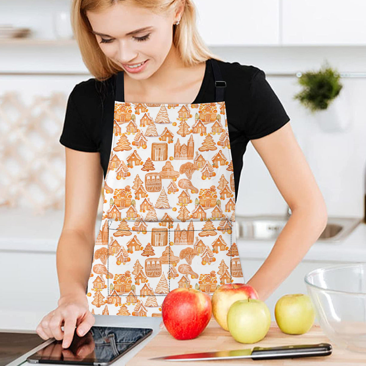 Old Towne Orange Gingerbread Village Christmas Apron