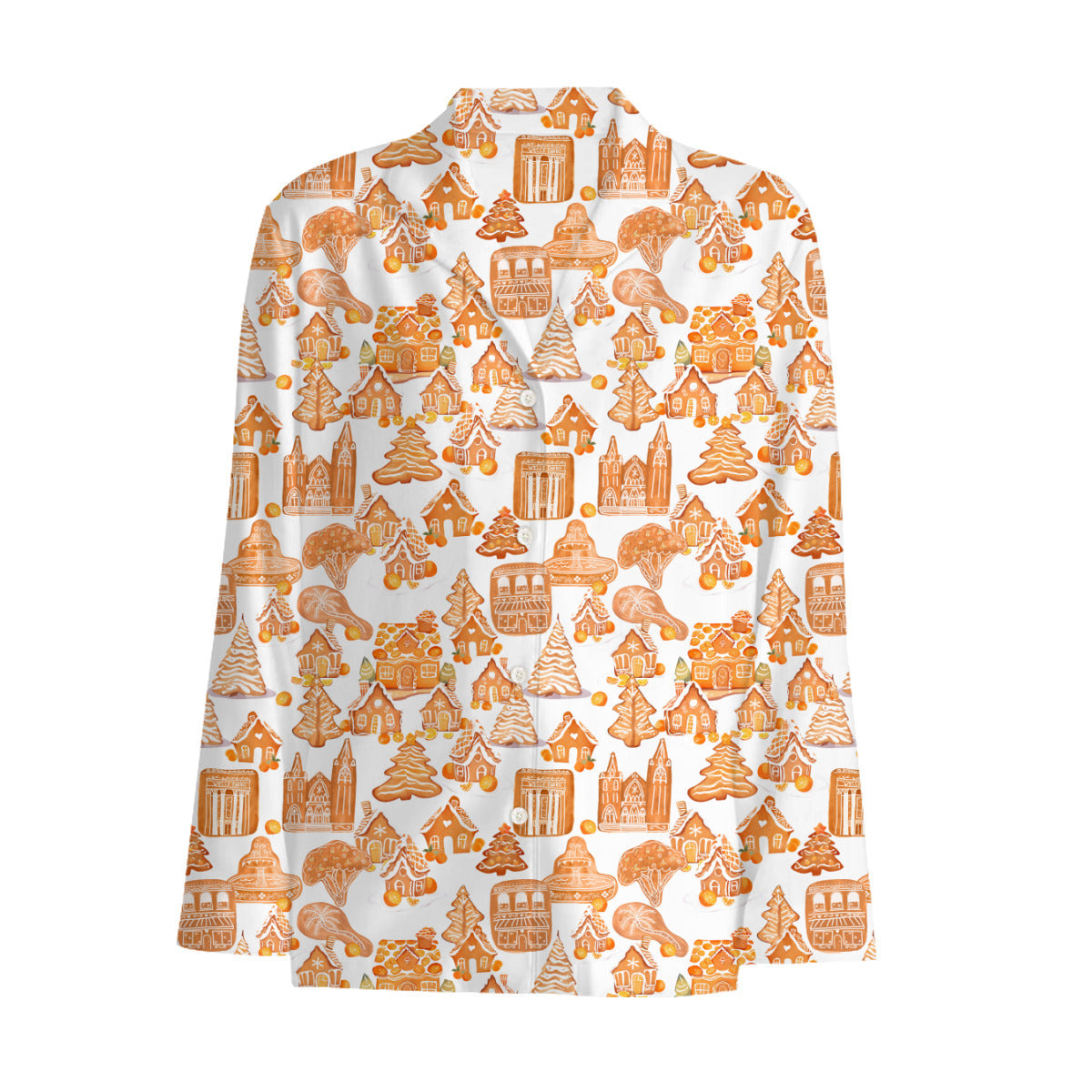 Old Towne Orange Gingerbread Village Pajama Top