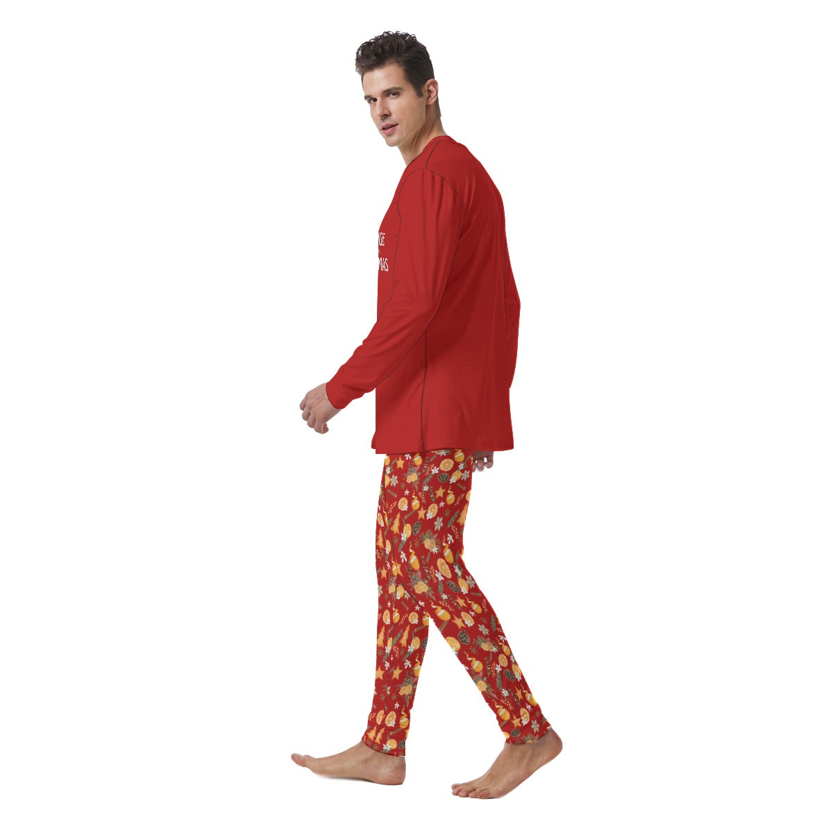 Orange You Glad it's Christmas Men's Pajamas - Red
