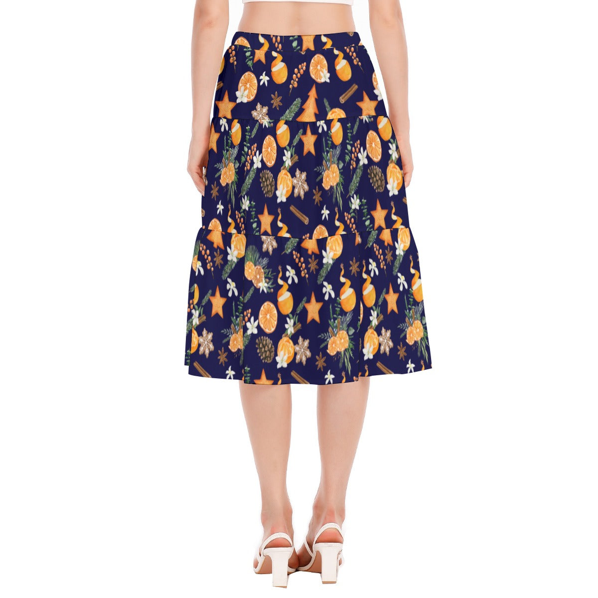 All-Over Print Women's Stitched Pleated Chiffon Skirt