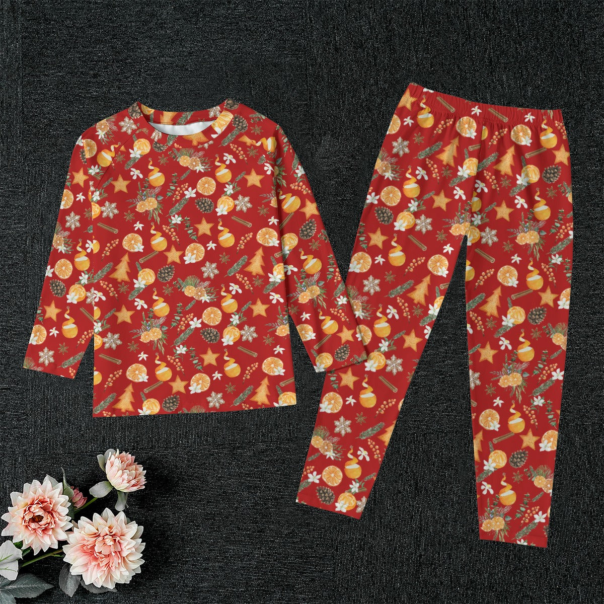 All-Over Print Kid's Raglan Sleeve Pajamas With Wide Ankles