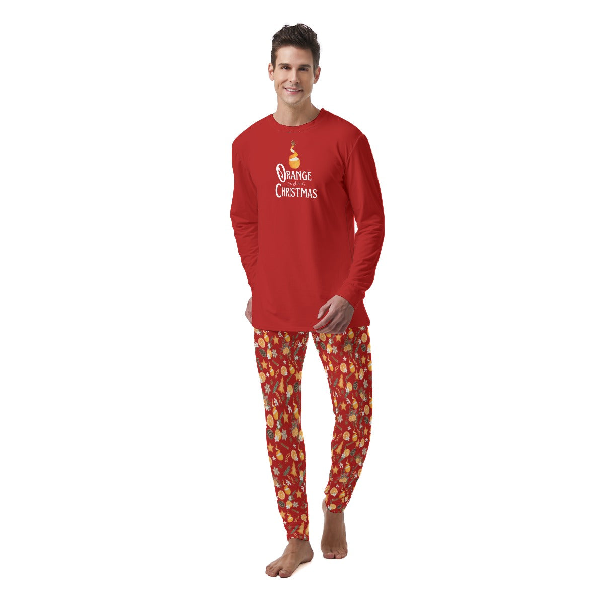 Orange You Glad it's Christmas Men's Pajamas - Red