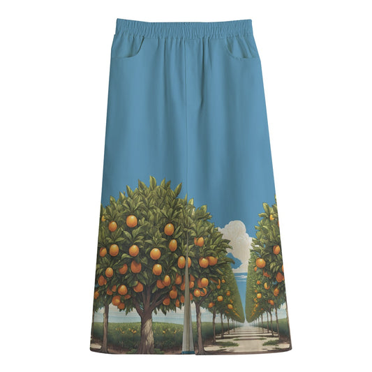 Orange Grove Mid-slit Skirt Cotton