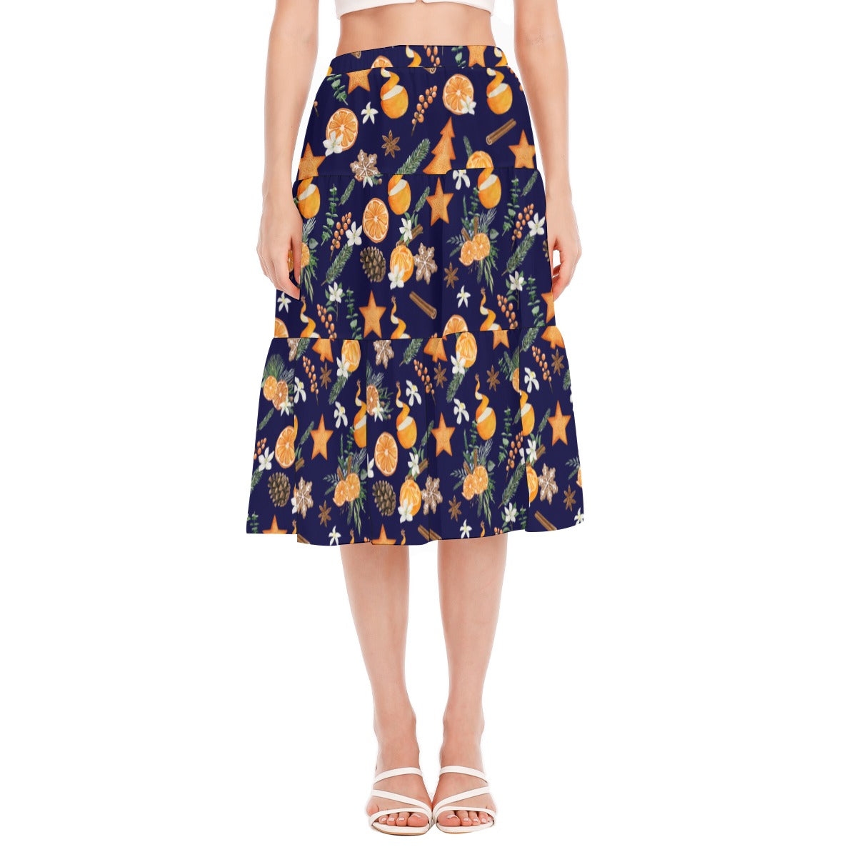 All-Over Print Women's Stitched Pleated Chiffon Skirt