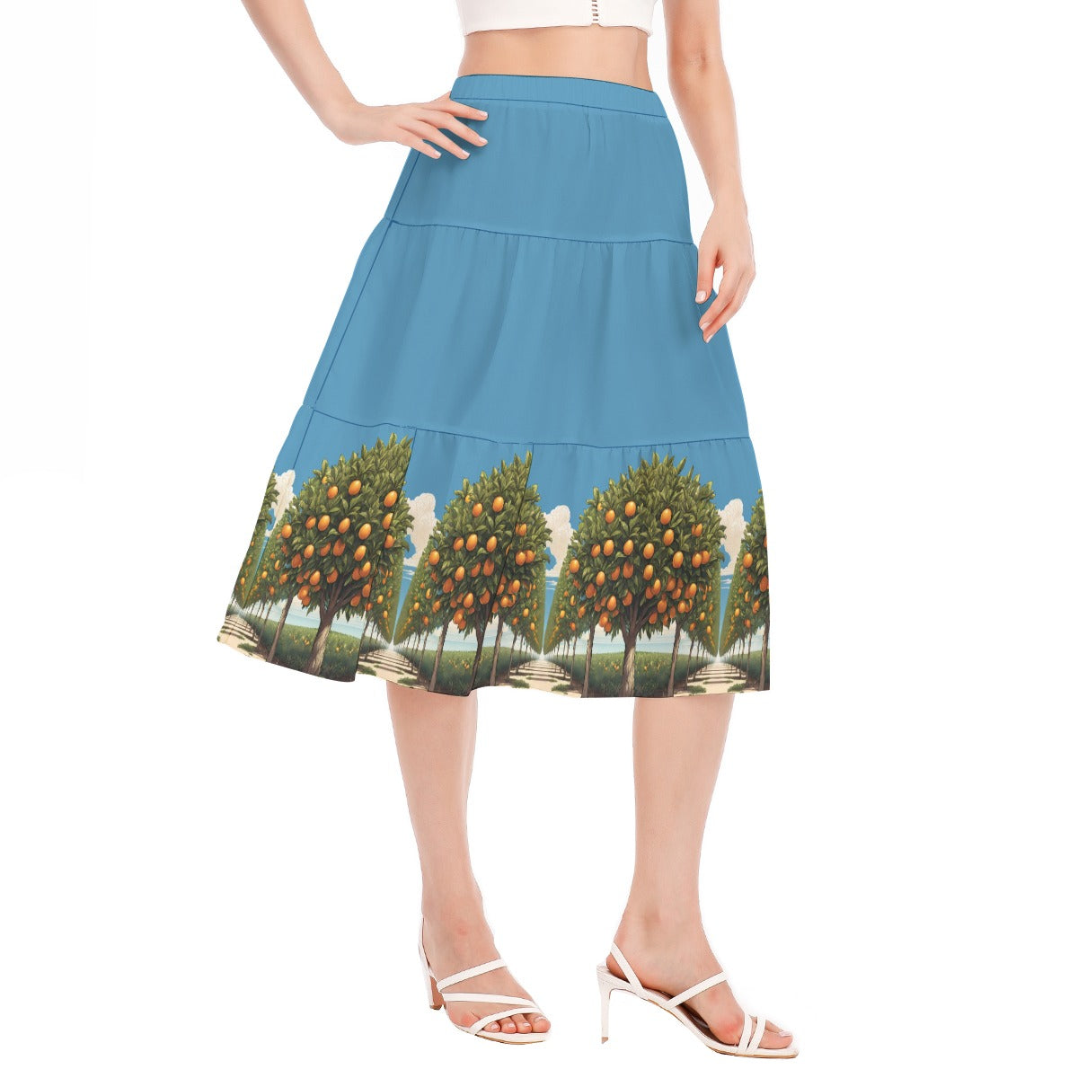Orange Groves Women's Pleated Chiffon Skirt