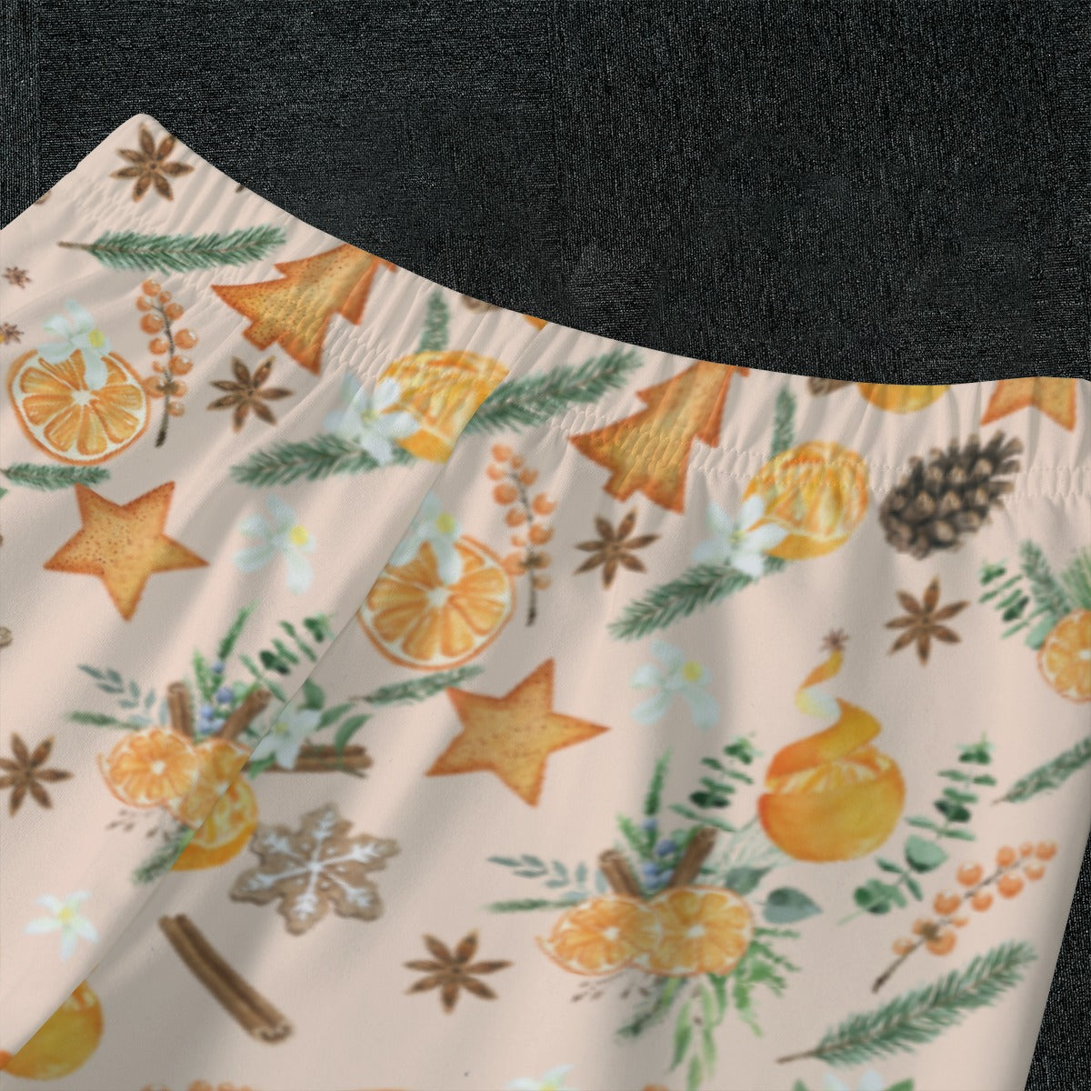 Christmas Citrus Kid's Pajamas - Light Peach