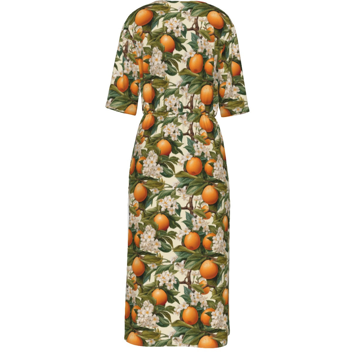 Botanical Oranges Women's Short Sleeve V-neck Dress